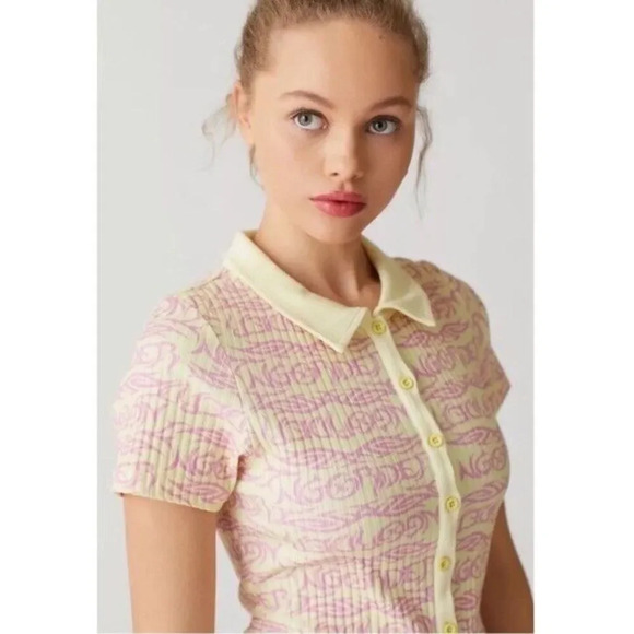 Urban Outfitters NEW NGOrder Printed Button-Down Romper Size 10 - Picture 5 of 11